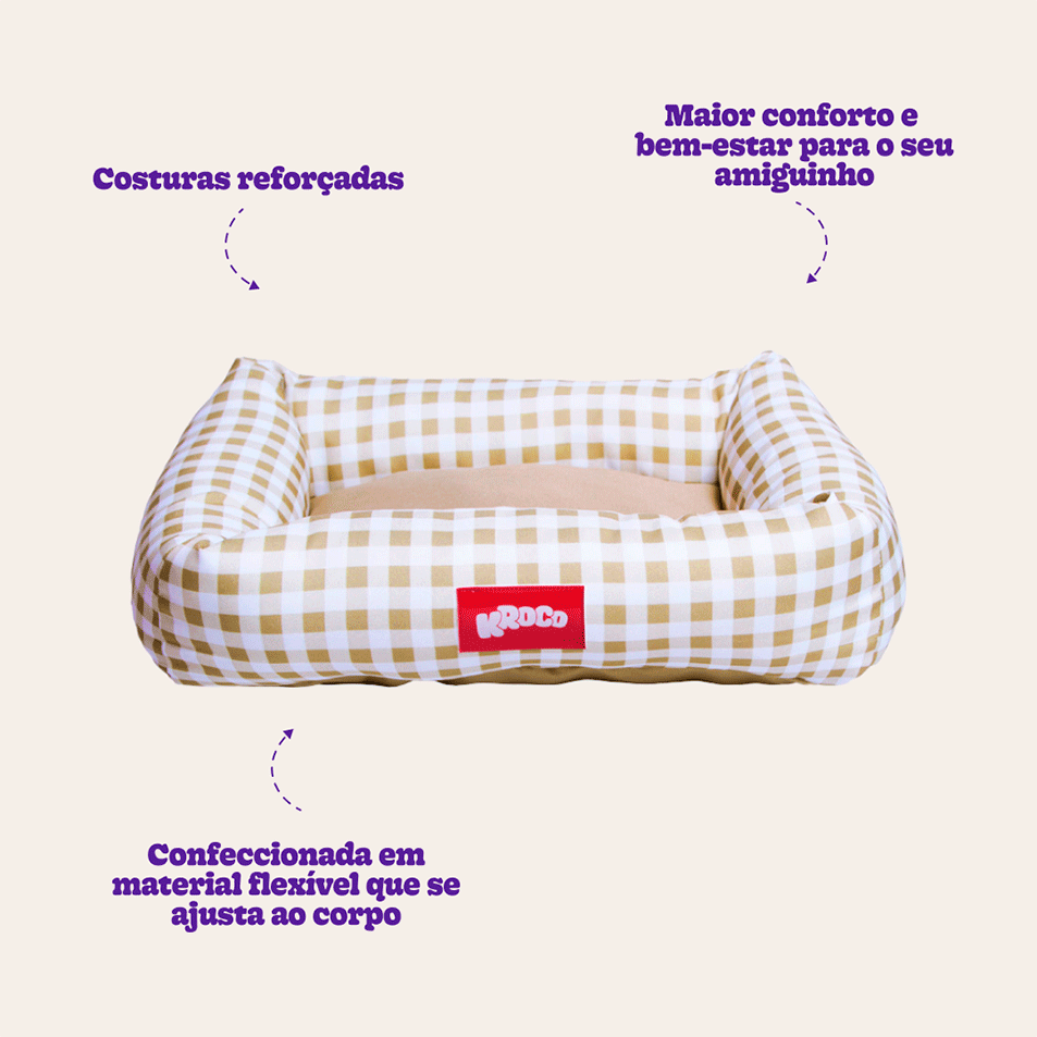 Cama Kroco Xadrez Cáqui - Tam. M