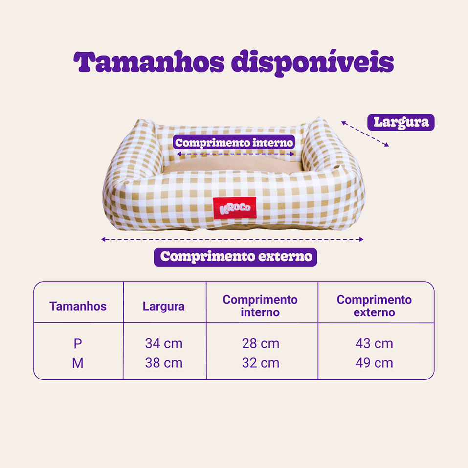Cama Kroco Xadrez Cáqui - Tam. M