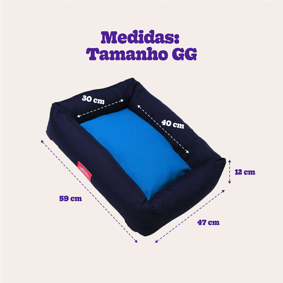 Cama Kroco Retangular Azul - Tam. GG