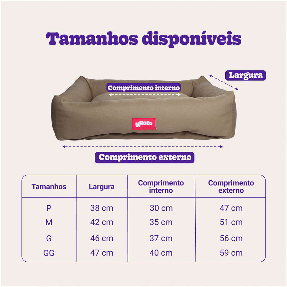 Cama Kroco Retangular Cáqui - Tam. P