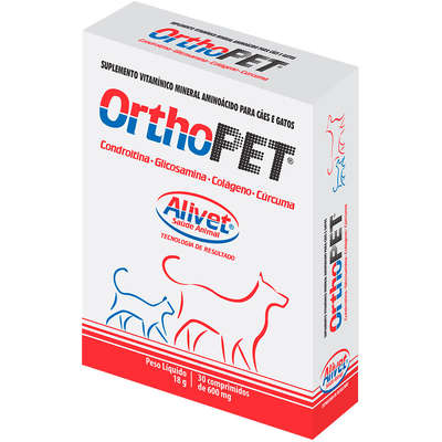 Suplemento Vitamínico Alivet OrthoPet Condroitina e Glicosamina para Cães e Gatos