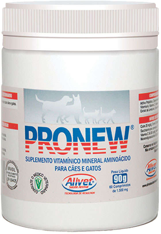 Suplemento Vitamínico Alivet Pronew 1500 mg para Cães e Gatos - 90 g
