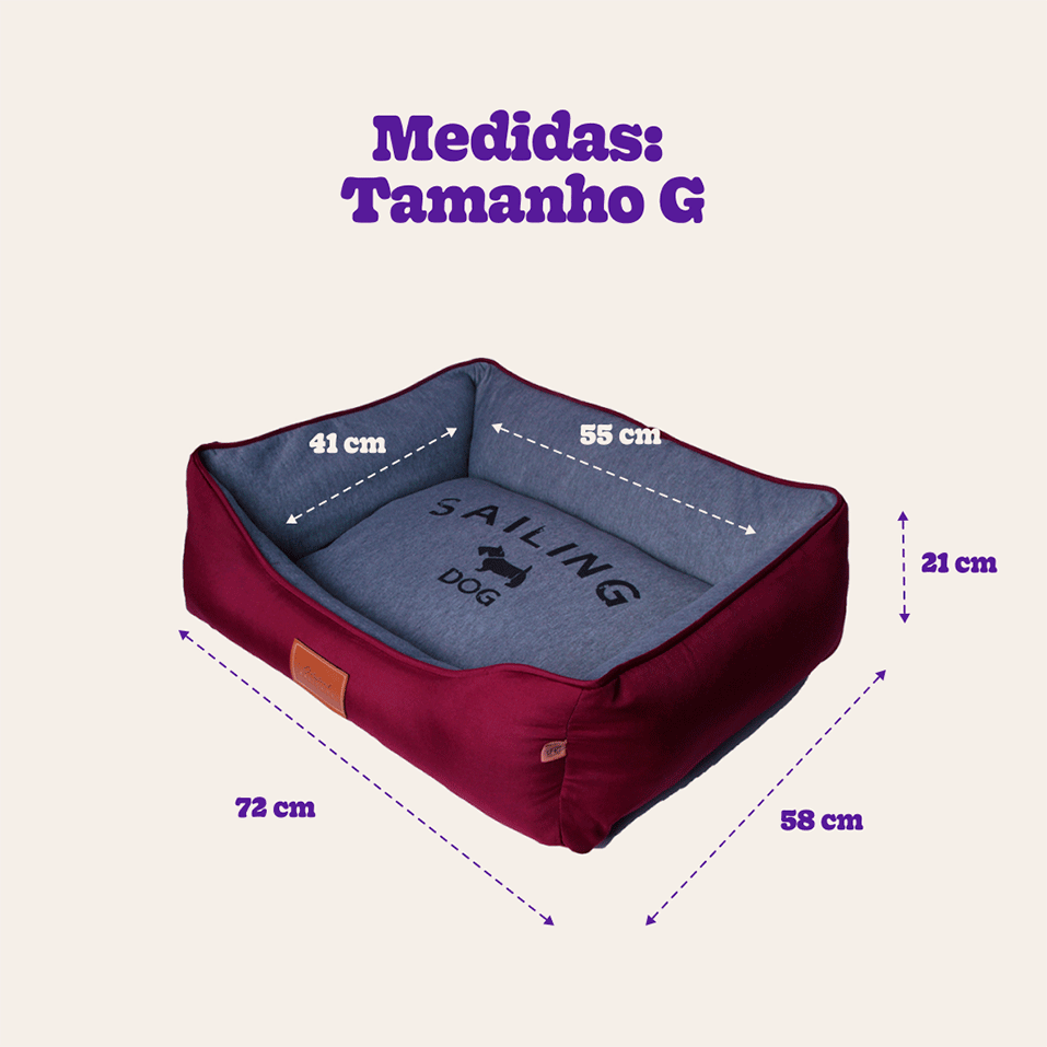 Cama Fábrica Pet London Vinho - Tam. G