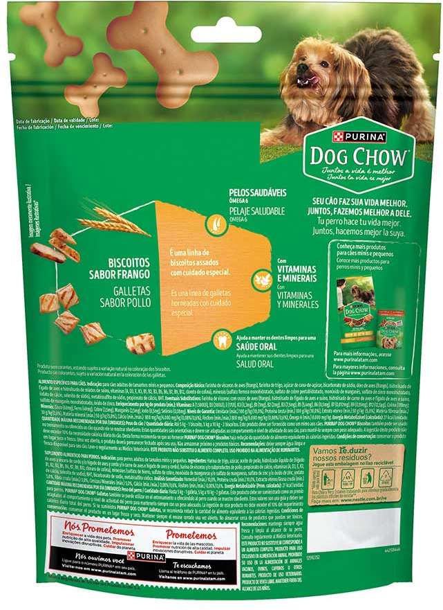 Biscoito Purina Dog Chow Extra Life para Cães Adultos Porte Mini e Pequeno Sabor Frango - 500 g