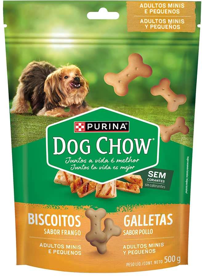 Biscoito Purina Dog Chow Extra Life para Cães Adultos Porte Mini e Pequeno Sabor Frango - 500 g