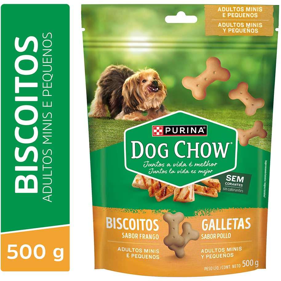 Biscoito Purina Dog Chow Extra Life para Cães Adultos Porte Mini e Pequeno Sabor Frango - 500 g