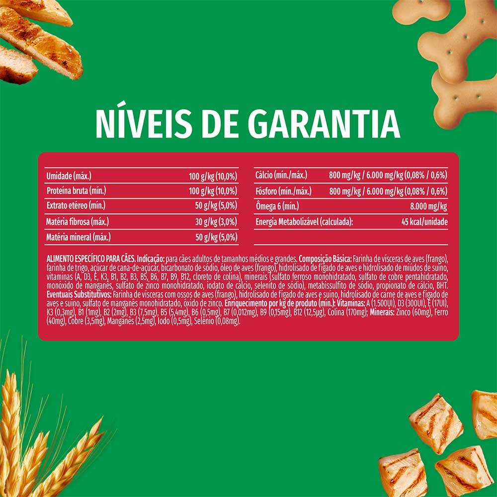 Biscoito Purina Dog Chow Extra Life para Cães Adultos Porte Médio e Grande Sabor Frango - 500 g
