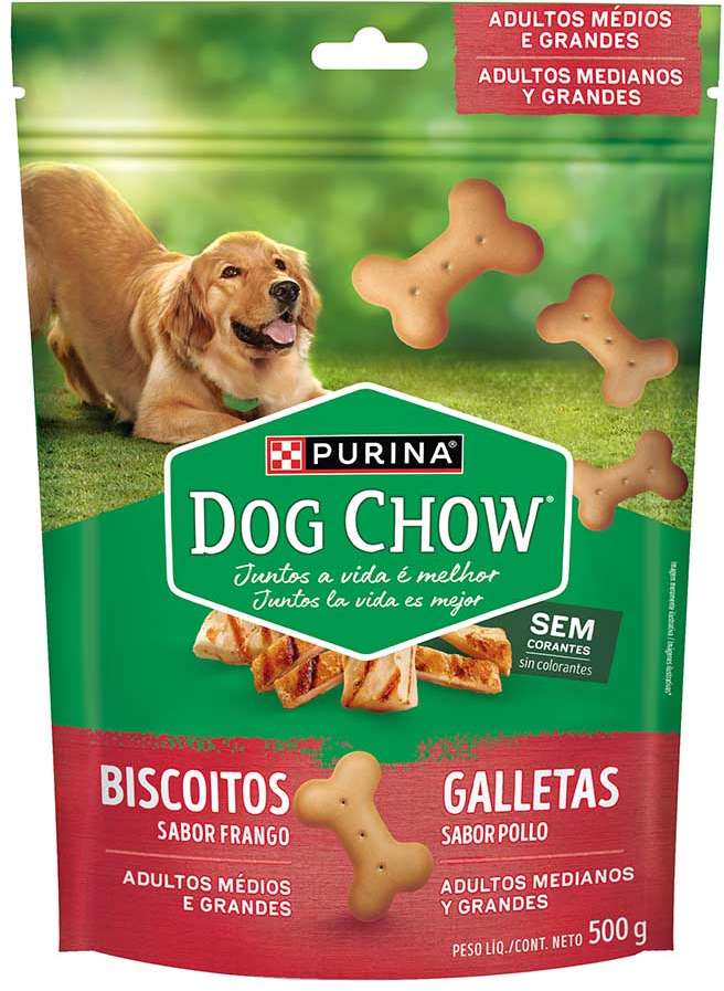 Biscoito Purina Dog Chow Extra Life para Cães Adultos Porte Médio e Grande Sabor Frango - 500 g