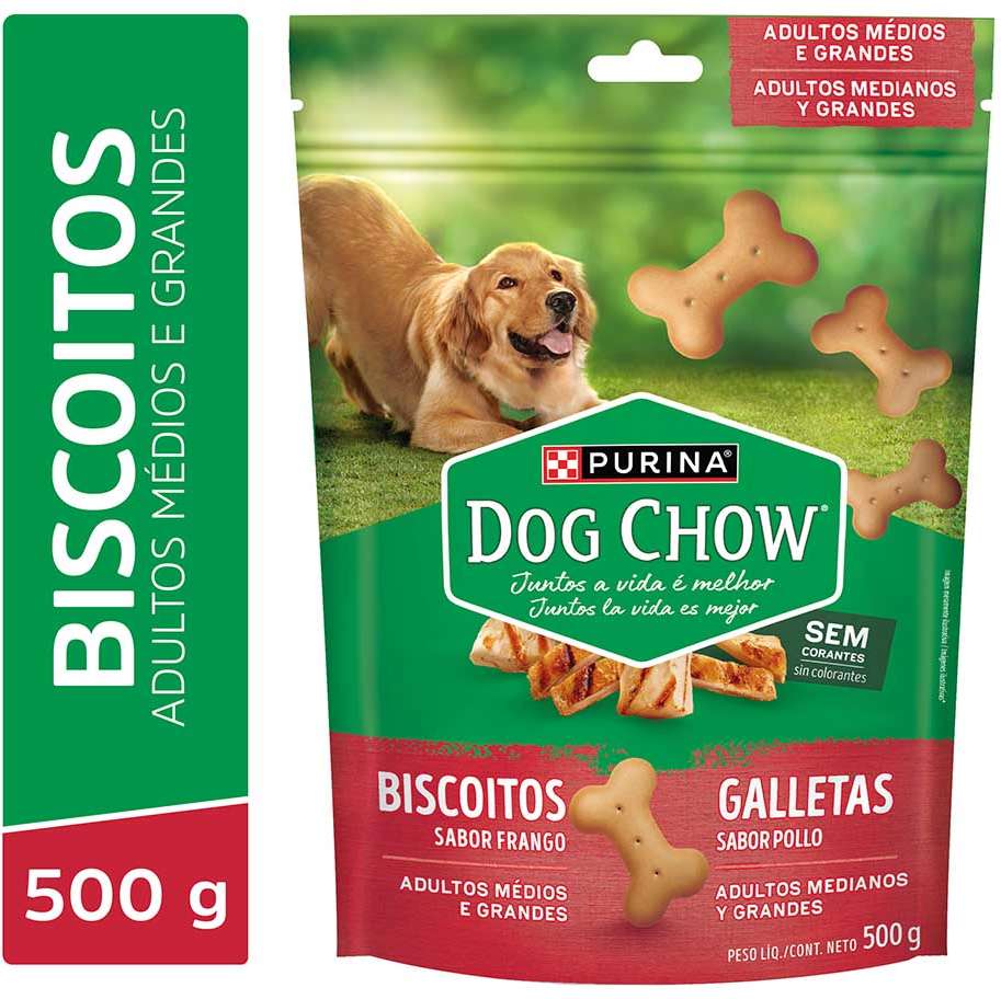Biscoito Purina Dog Chow Extra Life para Cães Adultos Porte Médio e Grande Sabor Frango - 500 g