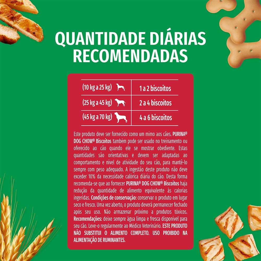 Biscoito Purina Dog Chow Extra Life para Cães Adultos Porte Médio e Grande Sabor Frango - 500 g