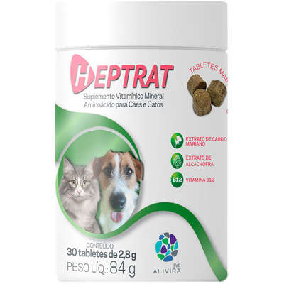 Suplemento Vitamínico Alivira Heptrat Mastigável para Cães e Gatos