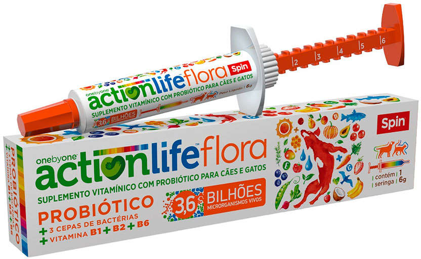 Suplemento Vitamínico Spin Pet Actionlife Flora Probiótico para Cães e Gatos - 6 g
