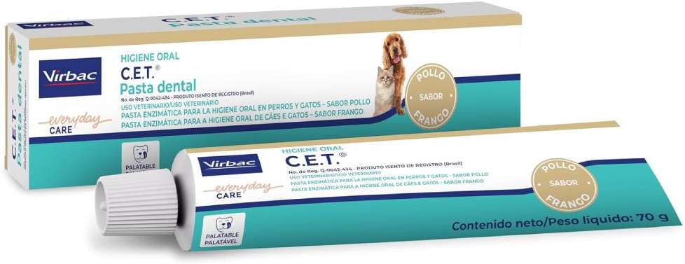 Pasta Dental Virbac Enzimática CET com Escova para Cães e Gatos - Tam. Único