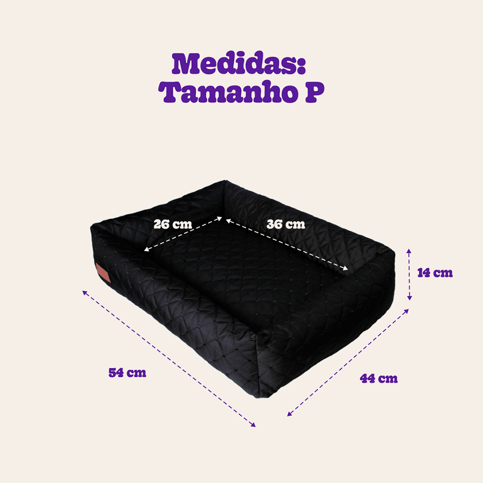 Cama Retangular Fábrica Pet Matelasse Preto - Tam. P