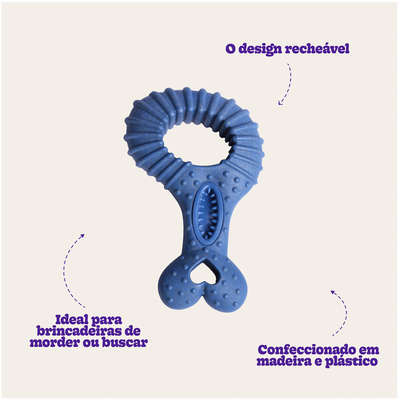 Mordedor Kroco Coxa Wood Texturizado Azul para Cães