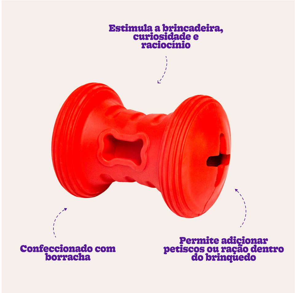 Brinquedo Interativo Germanhart Roler Gira Snack Porta Petisco para Cães - Tam. Único