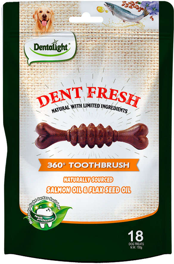 Petisco Dentalight Dent Fresh 360 Óleos de Salmão e Linhaça para Cães - 150 g