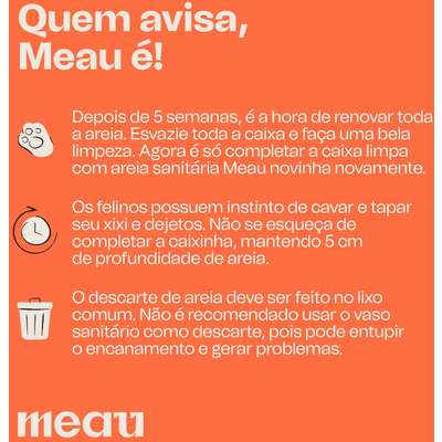 Areia Sanitária Branca Meau Grãos Minerais para Gatos