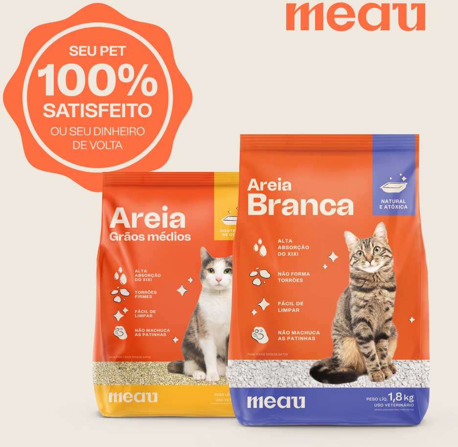 Areia Sanitária Branca Meau Grãos Minerais para Gatos - 1,8Kg