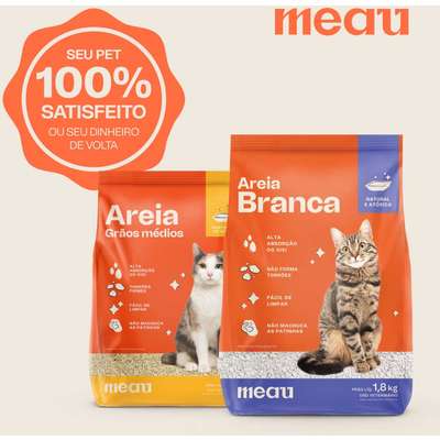 Areia Sanitária Branca Meau Grãos Minerais para Gatos