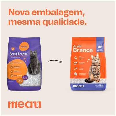 Areia Sanitária Branca Meau Grãos Minerais para Gatos