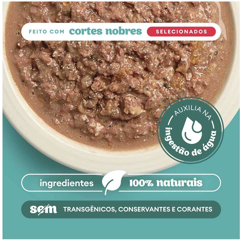 Ração Úmida Pet Delícia Sachê Natural Ragu de Carne com Legumes para Cães - 80 g