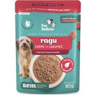 Ração Úmida Pet Delícia Sachê Natural Ragu de Carne com Legumes para Cães - 80 g