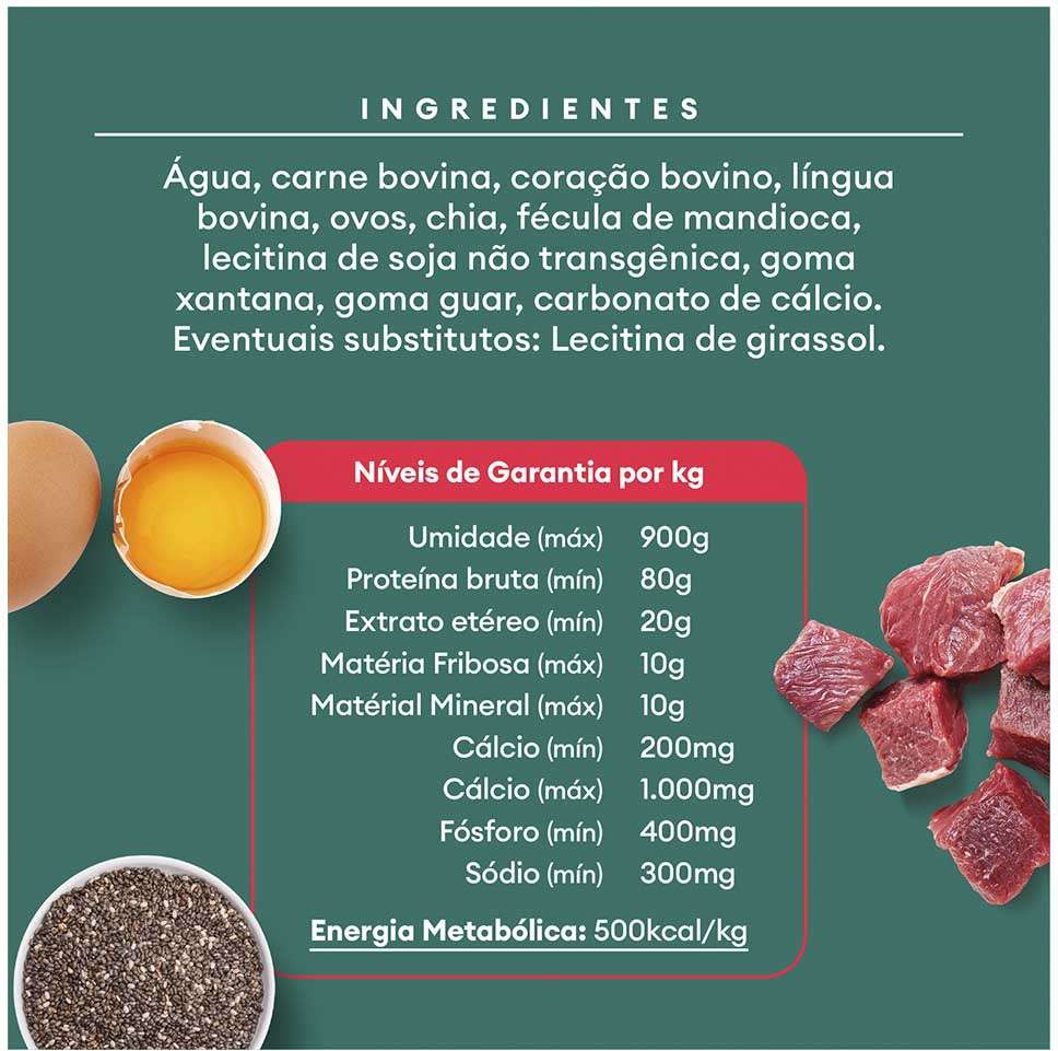 Ração Úmida Pet Delícia Sachê Natural Ragu de Carne com Chia para Gatos - 80 g