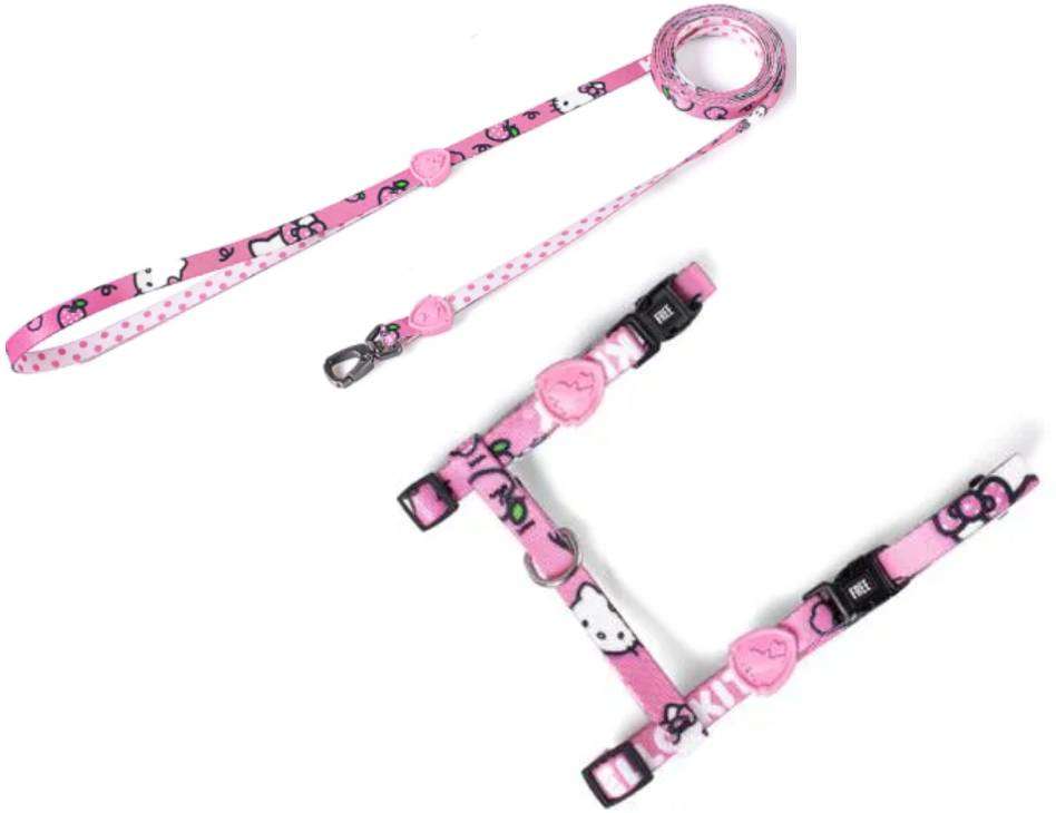 Peitoral H e Guia Freefaro Hello Kitty para Cães - Tam. M