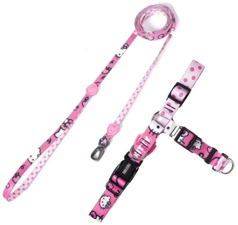 Peitoral Antipuxão e Guia Freefaro Hello Kitty para Cães - Tam. M