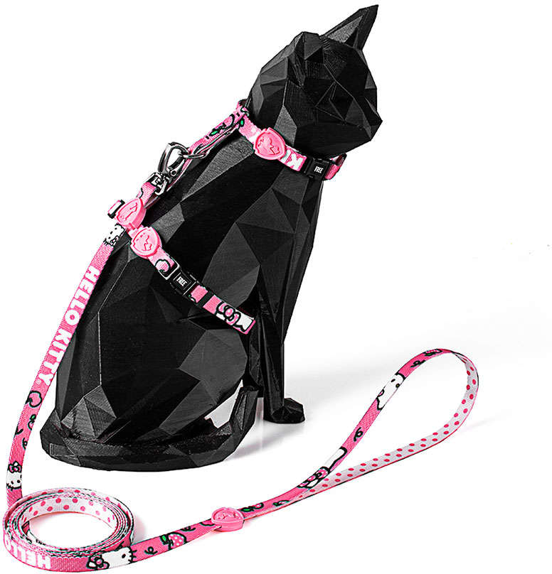 Peitoral com Guia Freefaro Hello Kitty para Gatos - Tam. M