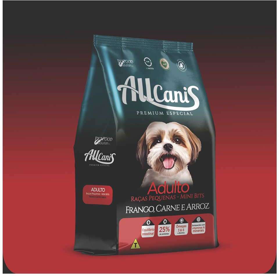 Ração Allcanis Premium Especial Adulto Raças Pequenas Frango, Carne e Arroz - 15Kg