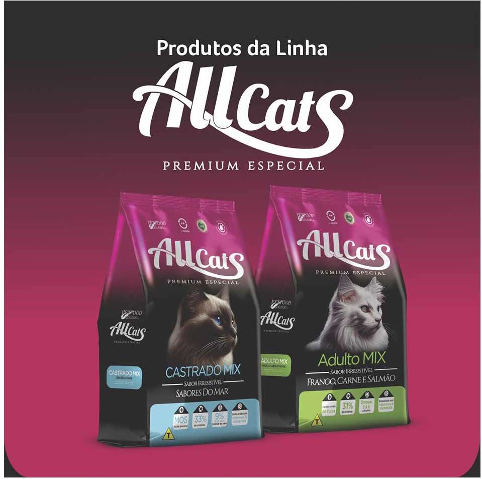 Ração Allcats Premium Adulto Mix Frango, Carne e Salmão - 10,1Kg