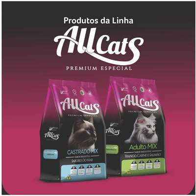 Ração Allcats Premium Adulto Mix Frango, Carne e Salmão