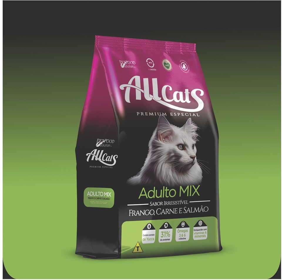Ração Allcats Premium Adulto Mix Frango, Carne e Salmão - 10,1Kg