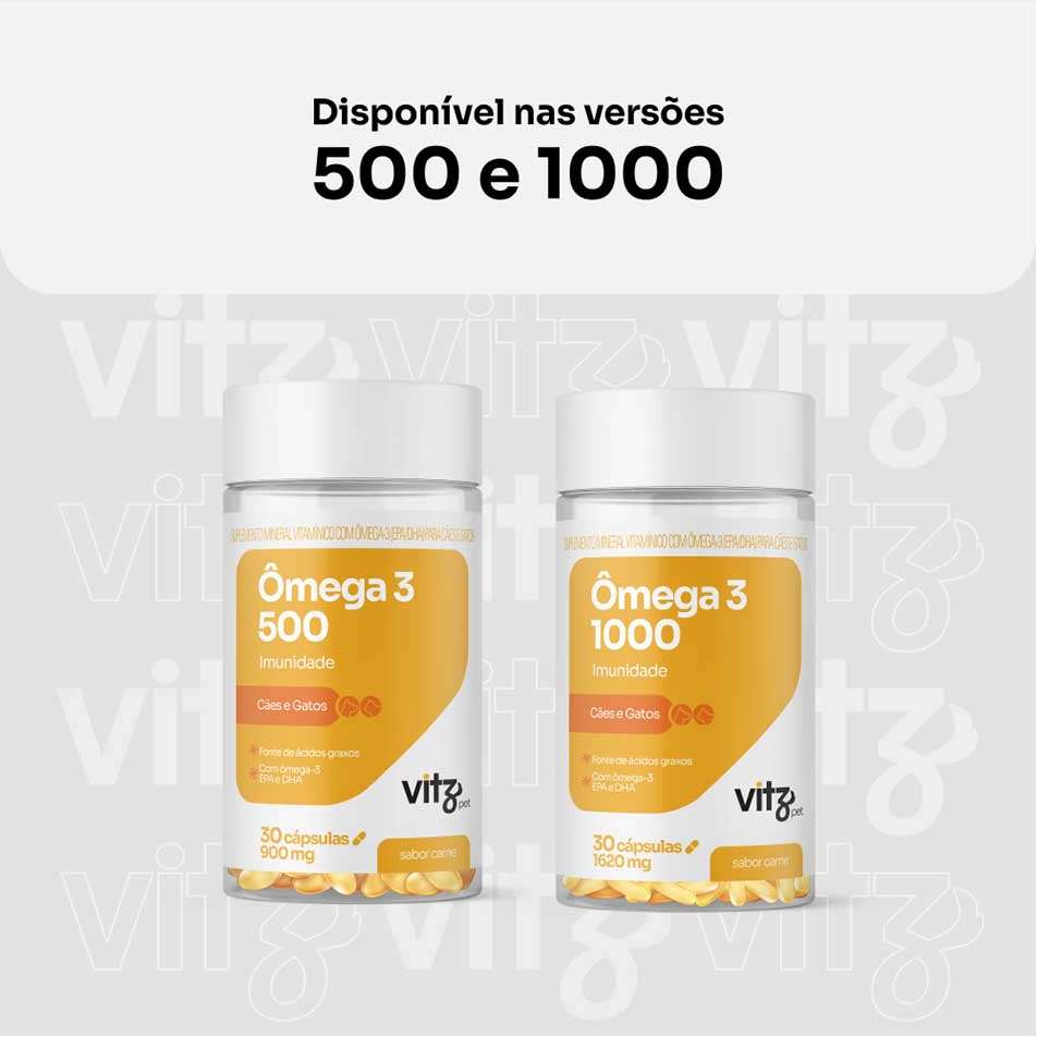 Suplemento Vitz Pet Ômega 3 500 Sabor Carne 900 mg para Cães e Gatos - 30 Cápsulas