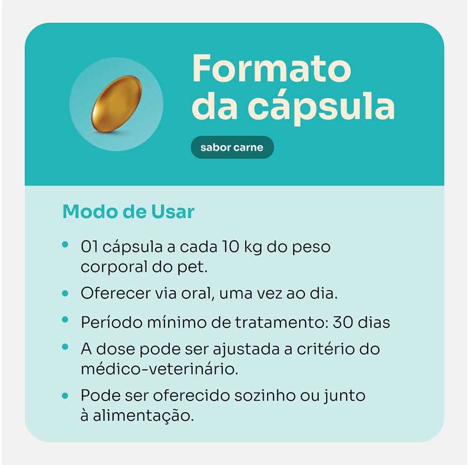 Suplemento Vitz Pet Pele e Pelo Sabor Carne 900 mg para Cães e Gatos - 30 Cápsulas