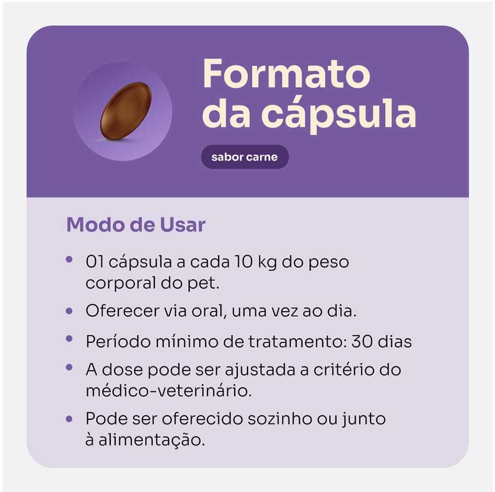 Suplemento Vitz Pet Colágeno II Sabor Carne 830 mg para Cães e Gatos - 30 Cápsulas