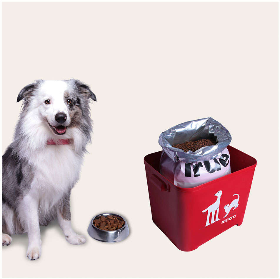 Porta Ração Meau Vermelho para Cães e Gatos - 15Kg
