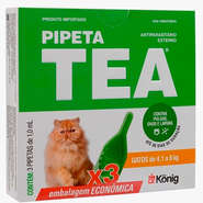 Antiparasitário Externo TEA Pipeta de 4,1 a 8Kg 1 mL para Gatos - 3 Pipetas