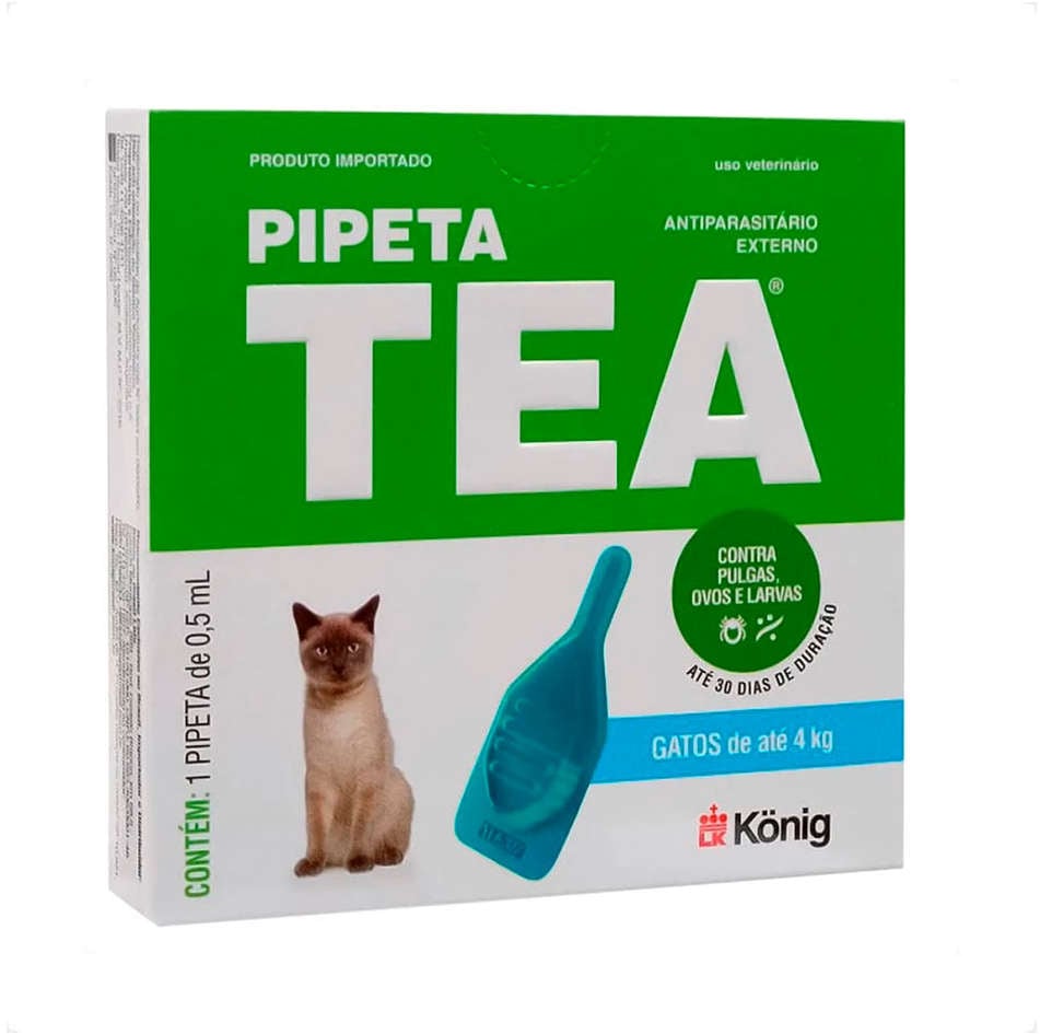 Antiparasitário Externo TEA Pipeta Até 4Kg 0,5 mL para Gatos - 1 Pipeta