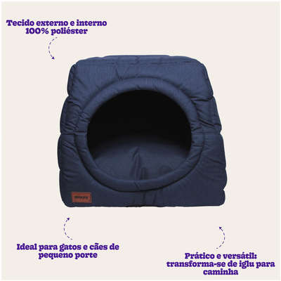Cama Meau Toca Iglu Impermeável Azul Marinho