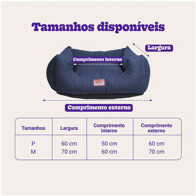 Cama Meau Quadrada Conforto Impermeável Azul Marinho