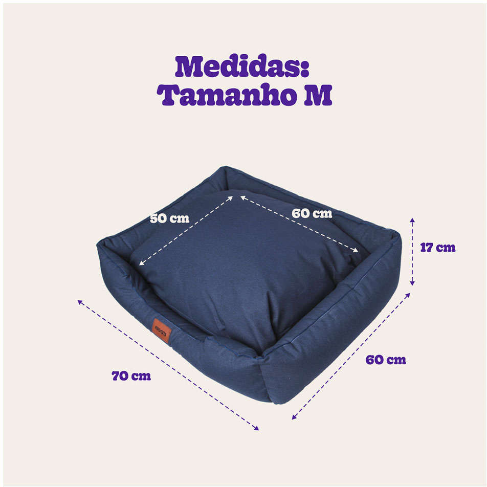 Cama Meau Retangular Impermeável Azul Marinho - Tam. M