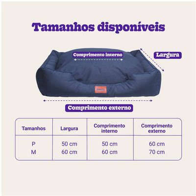 Cama Meau Retangular Impermeável Azul Marinho