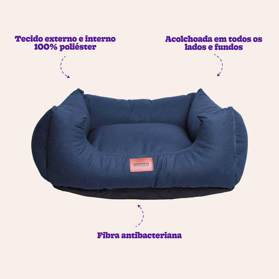 Cama Meau Quadrada Conforto Impermeável Azul Marinho - Tam. P