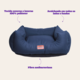 Cama Meau Quadrada Conforto Impermeável Azul Marinho
