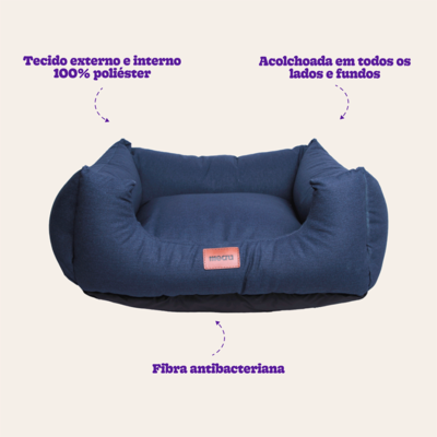Cama Meau Quadrada Conforto Impermeável Azul Marinho