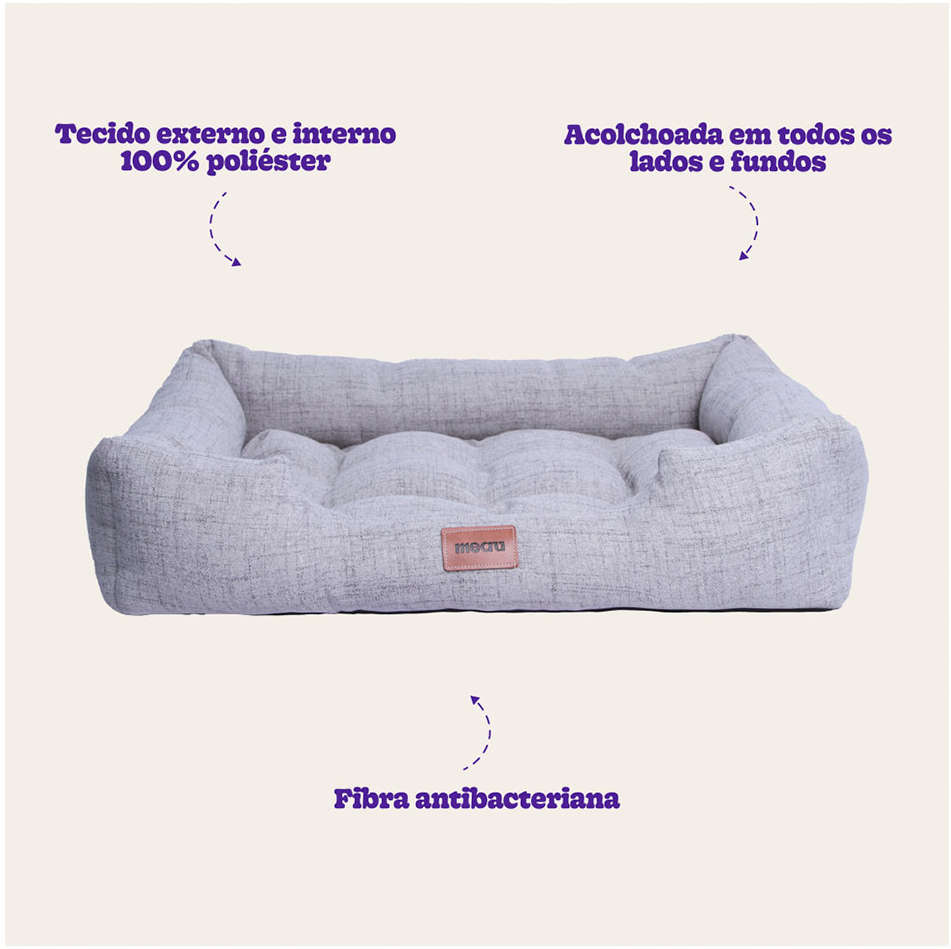 Cama Meau Retangular Impermeável Cinza - Tam. M