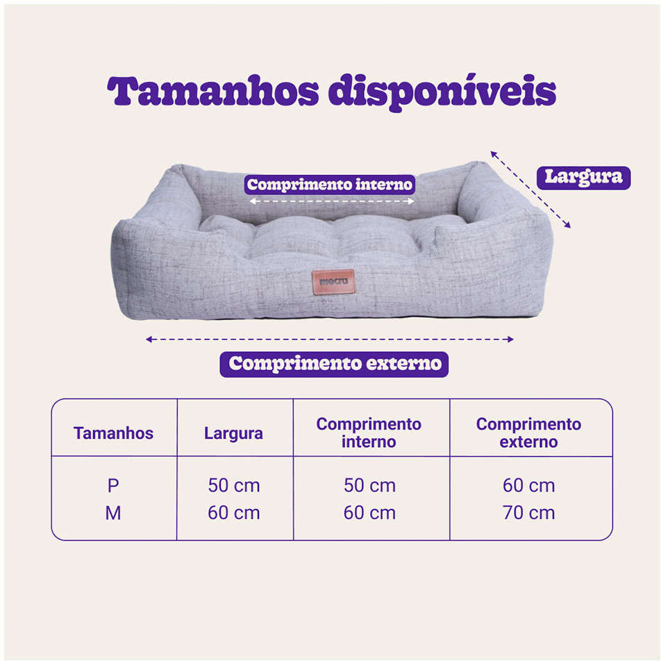 Cama Meau Retangular Impermeável Cinza - Tam. M
